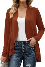 Geifa Cardigan for Women Lightweight Ruffle Drape Open Front Cardigans Sweaters Long Sleeve - Image 5